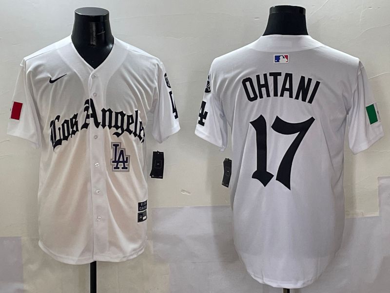 Men Los Angeles Dodgers #17 Ohtani White Five generations Joint Name 2025 Nike MLB Jersey style 11
